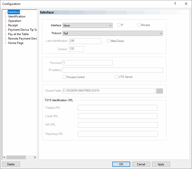 EFT Options - Interface
